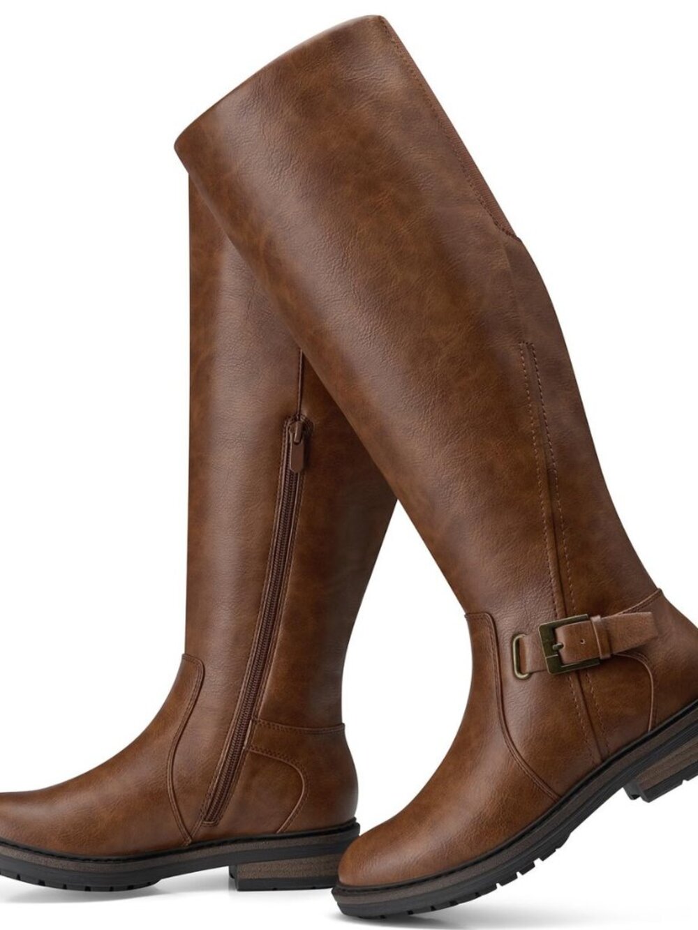 Women's Knee High Boots: Comfortable Low Heel Round Toe Tall Boots